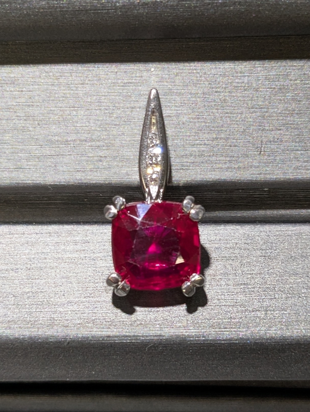 Gabriel & Co. Lab Ruby And Genuine Diamond 14KW Pendant